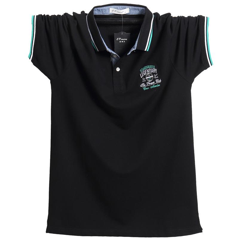 Męska koszulka polo z bawełny o luźnym kroju w dużym rozmiarze, styl hongkoński, z krótkim rękawem i kołnierzykiem typu turn-down