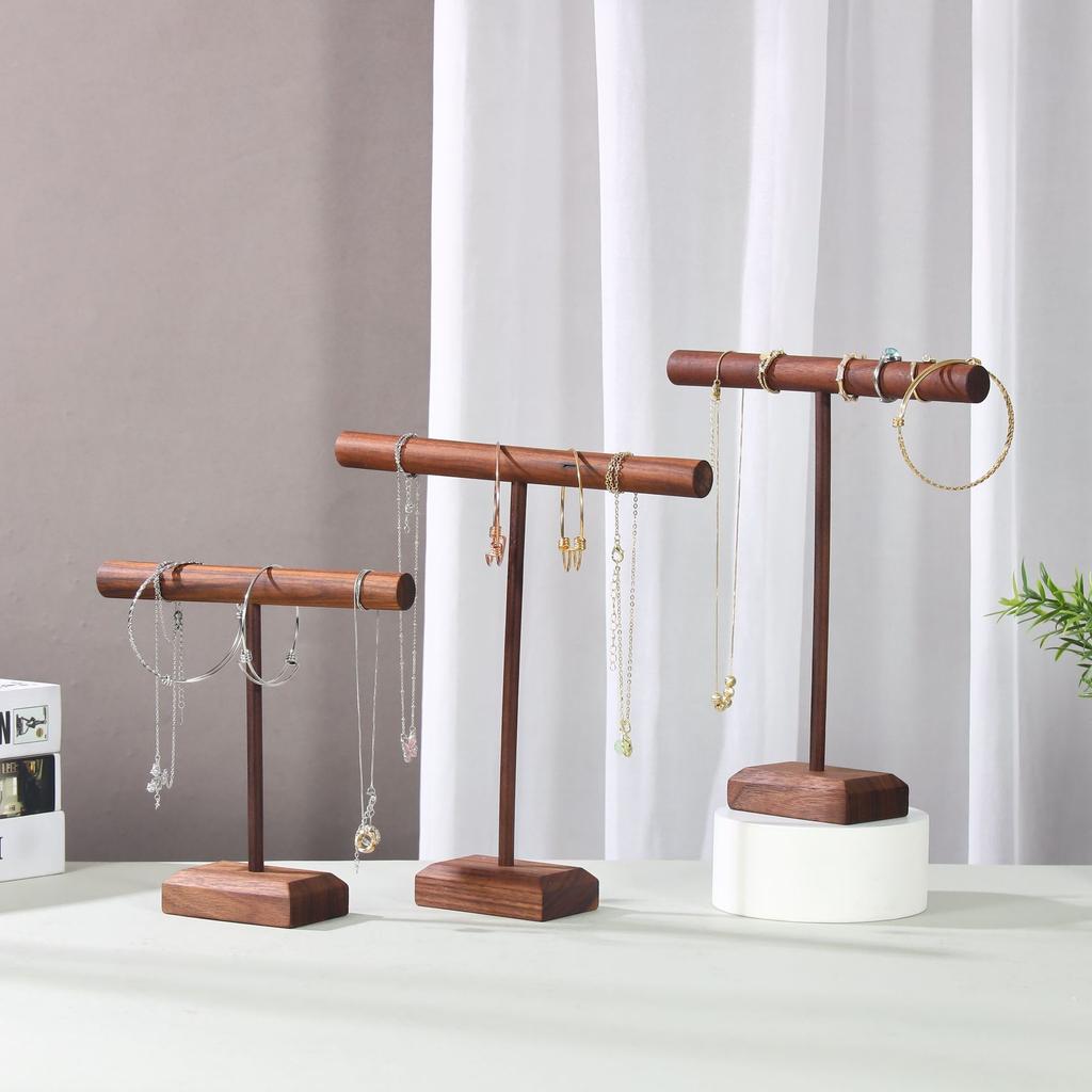 Wooden Jewelry Bracelet Storage Display Chain Watch T-Bar Rack Organizer Hard Stand Holder Jewelry Display Bracelet Display Rack