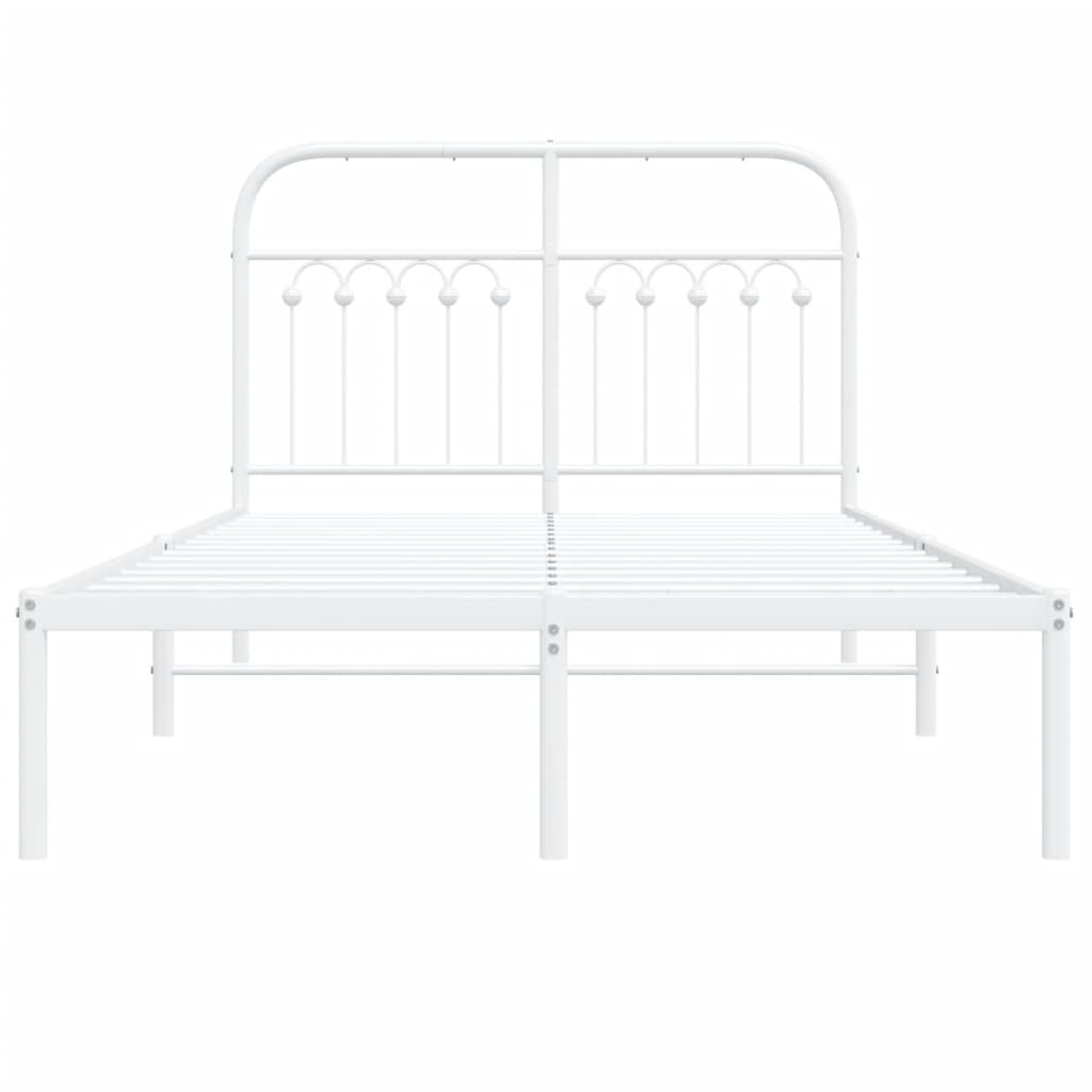 Metal Bed Frame with Headboard White 120x200 cm