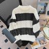 Pánský volný ležérní pruhovaný pletený svetr - Japonský trendy TikTok styl pro středoškoláky