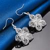 Luxury 925 Sterling Silver Exquisite Floral Openwork Earrings for Women, Fashion Jewelry Gifts, Wedding Accessories