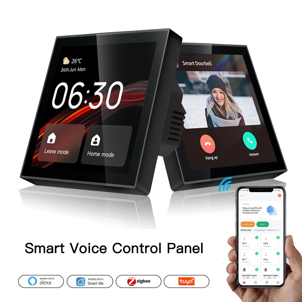 Tuya Zigbee Хаб Умный Дом Zigebee Шлюз Центральное Управление 4-дюймовый Сенсорный Экран Многофункциональный Интеллектуальный Центральный Шлюз T1E&EU чёрный