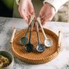 Ceramic heat-resistant coffee spoon long handle vintage Japanese clay seasoning mixing spoon stoneware handmade ins wind small