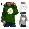 Autumn Hoodie Spring with Big Front Pocket Flower Printing Long Sleeve Daily Wear Pullover Elastic Cuffs Thic Hooded Sweatshirt Sport Top