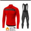 Thermal Long Sleeve Cycling Jersey Bib Tights Set Road Bike Riding Winter Warm Fleece-Lined Performance Gear
