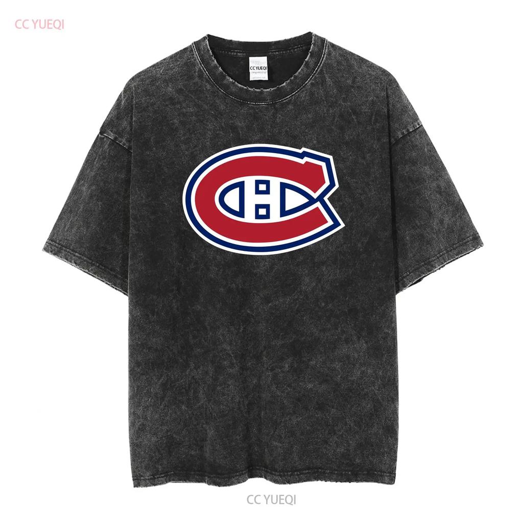 Montreal Canadiens Logo Aktives T-Shirt Lustiges T-Shirt Amerikanischer Vintage-Stil Gewaschen Atmungsaktiv Unisex Leicht für Männer Vielseitig Dehnbar