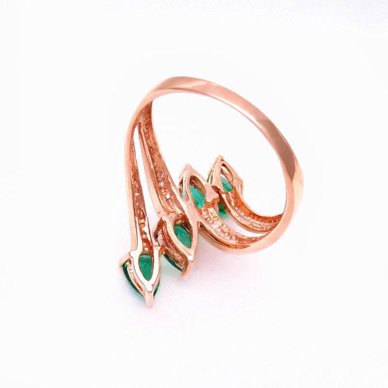 Rose Gold Plated Princess Diana Green Stone Ring Purple Gold Ring Generous Luxury Jewelry