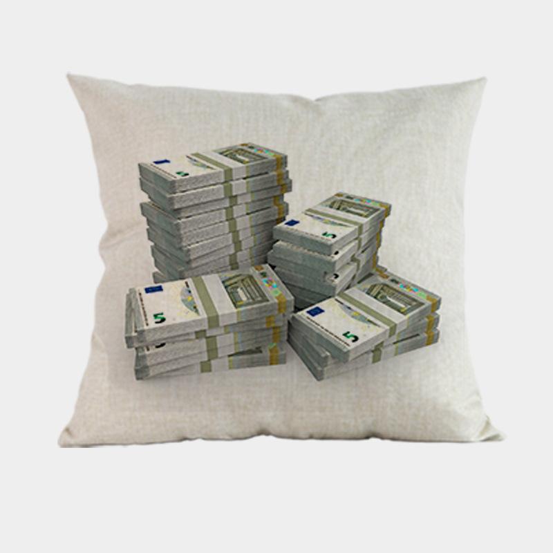 Nuovi Cuscini Decorativi per Divano a Forma di Dollaro Americano Quadrati 18 Pollici Lino Cotone Stampa di Denaro Copricuscino per Sedia da Ufficio Decorazione per la Casa
