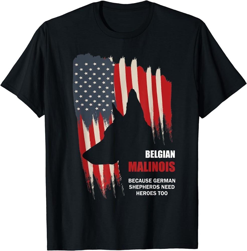 2025/NEW LIMITED Belgian Malinois American Flag Funny Best Gift T-Shirt S-5XL Unisex T-Shirt XXXL