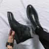 Trendstiefel für Herren zum Schnüren schwarz Kleid Mode Stiefeletten Herren Lederstiefel Mann Leder Freizeitsneaker Homme Schuhe