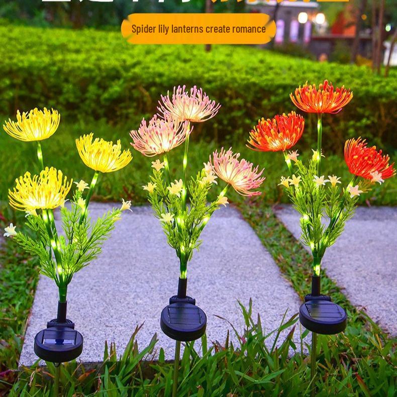 New Ultra-Bright LED Solar Lycoris Radiata Stake Light - Simulated Flower for Outdoor Garden and Lawn Decoration Blue - Warm Light