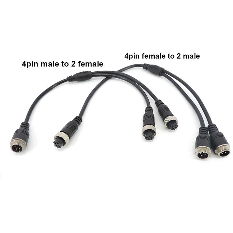 M12 4Pin Aviation Head To Male Female To 2 Way Male Female Aviation Head Wire Extension Y Splitter Cable Adapter Connector