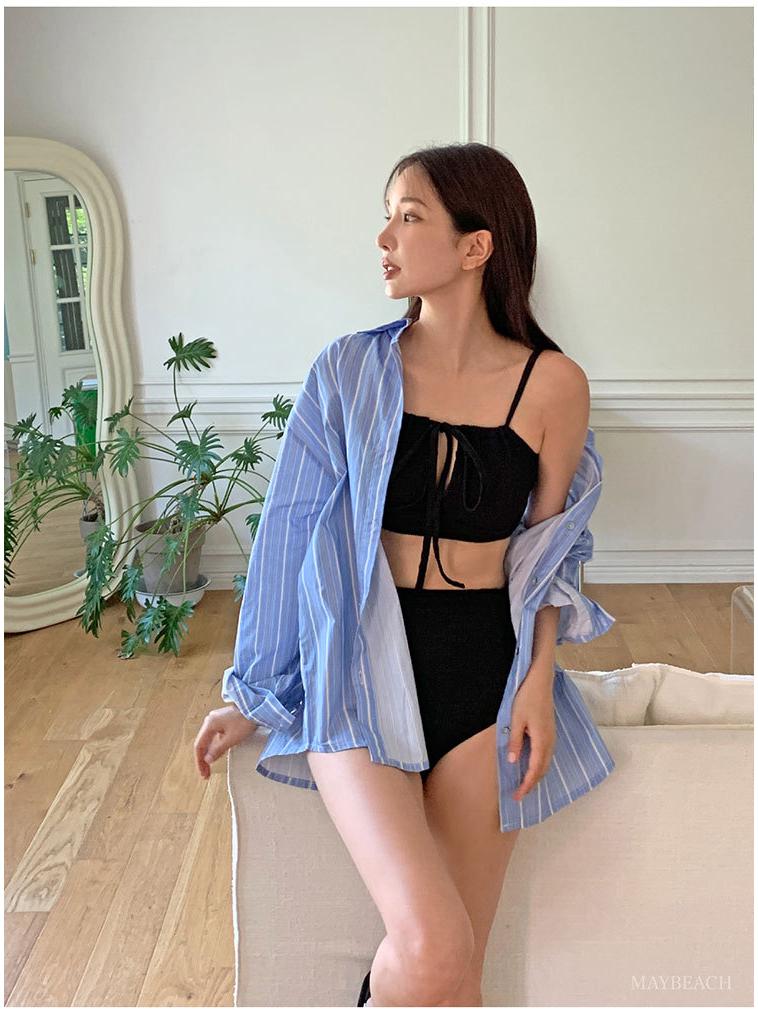 Korean Style Women's High-End Split Bikini: Solid Color, Backless, Perfect for Hot Springs & Vacations