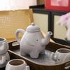 Japanese Tea Set Cartoon Elephant Shaped Porcelain Tea Set with 1 Teapot Set and 4 Tea Cups Ceramic Teaware
