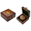 Antique Brass Pocket Compass with Wooden Box