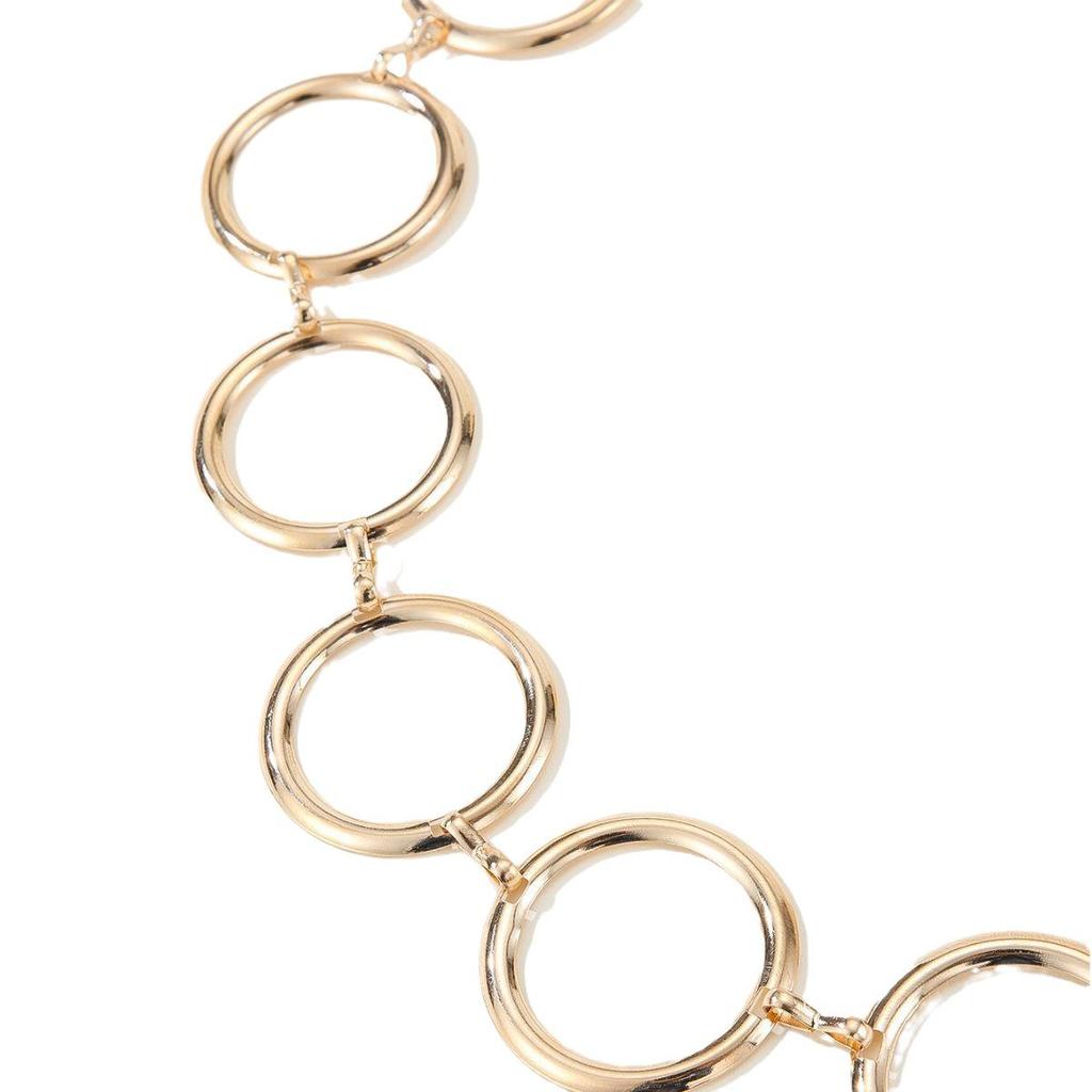 European & American Versatile Waist Chain Dress with High-end Metal Rings - Elegant Ladies' Accessory