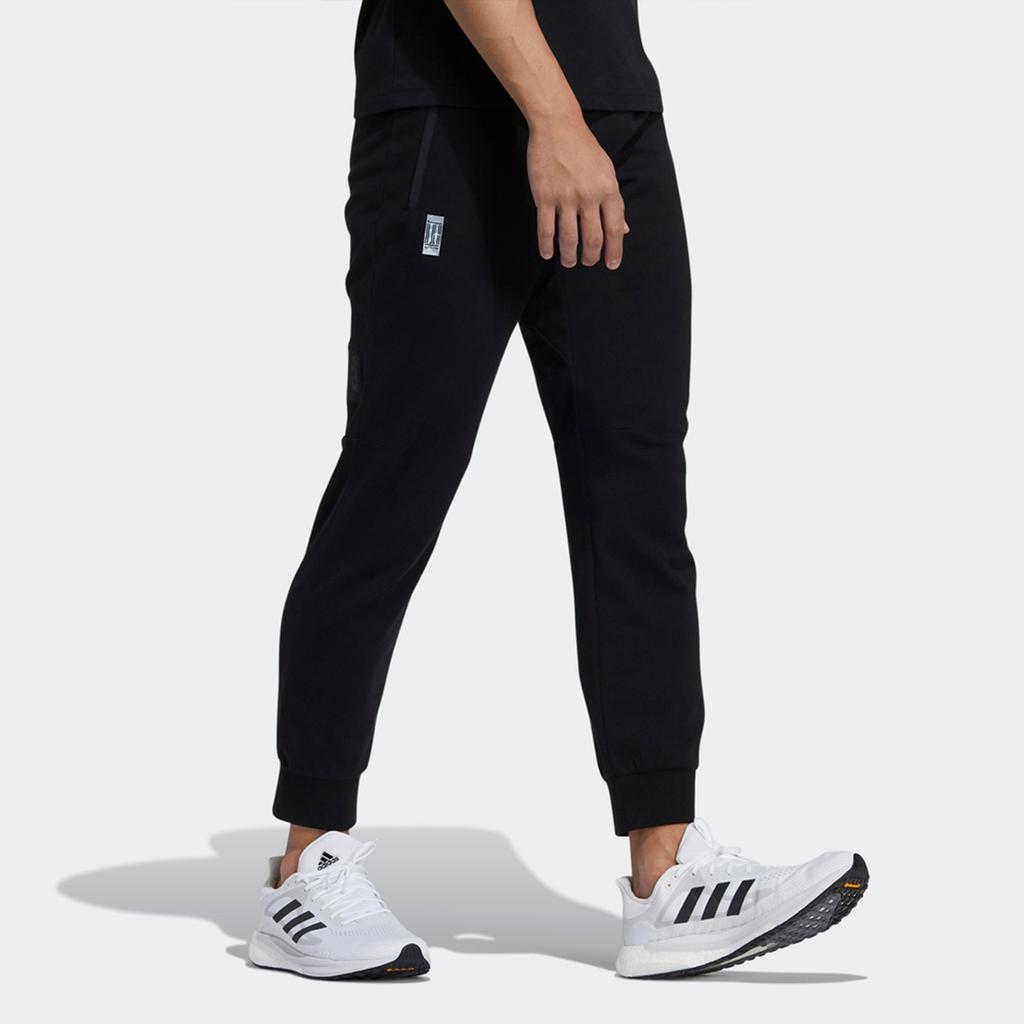 Adidas Wuji Series Solid Color Slim Mid-Rise Breathable Tapered Knit Joggers Men Bottoms Black GP0860
