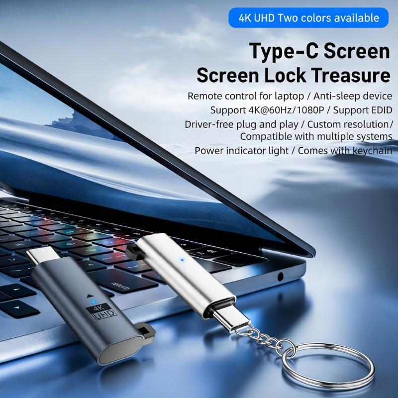 4K UHD USB C Adapter Simulates Display To Avoid Screen Emulator For Remote Desktop Usage Computer Accessories