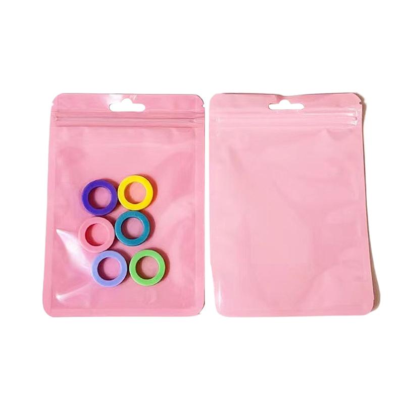 

50 шт. Цветные пластиковые пакеты на молнии, Односторонние прозрачные упаковочные пакеты, Пакеты для хранения ювелирных изделий розовый
