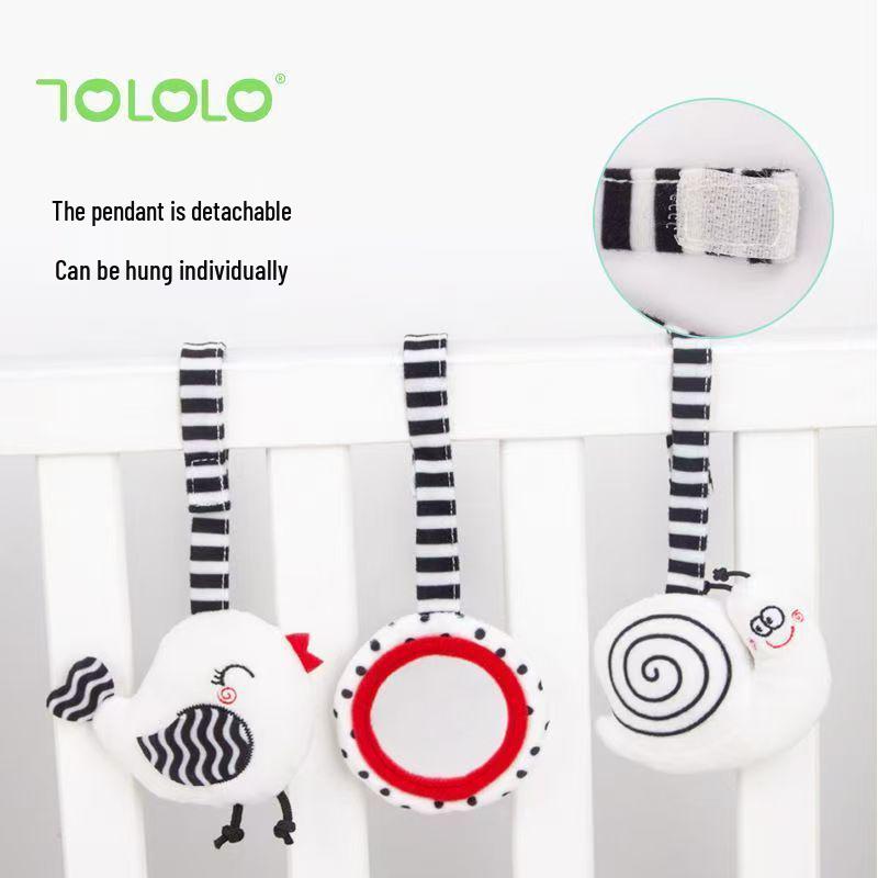 Newborn Black and White Visual Training Crib Hanging Plush Toy for Soothing Babies