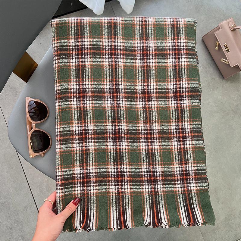 

Новые осенние и зимние шарфы для женщин, классические теплые клетчатые шарфы для студентов и влюбленных ONE SIZE