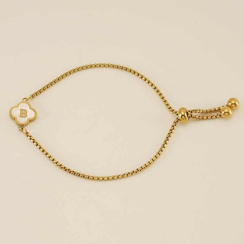 Stainless Steel Shell Clover Letter Bracelet Unique Design Fashionable Wrist Jewelry for Women
