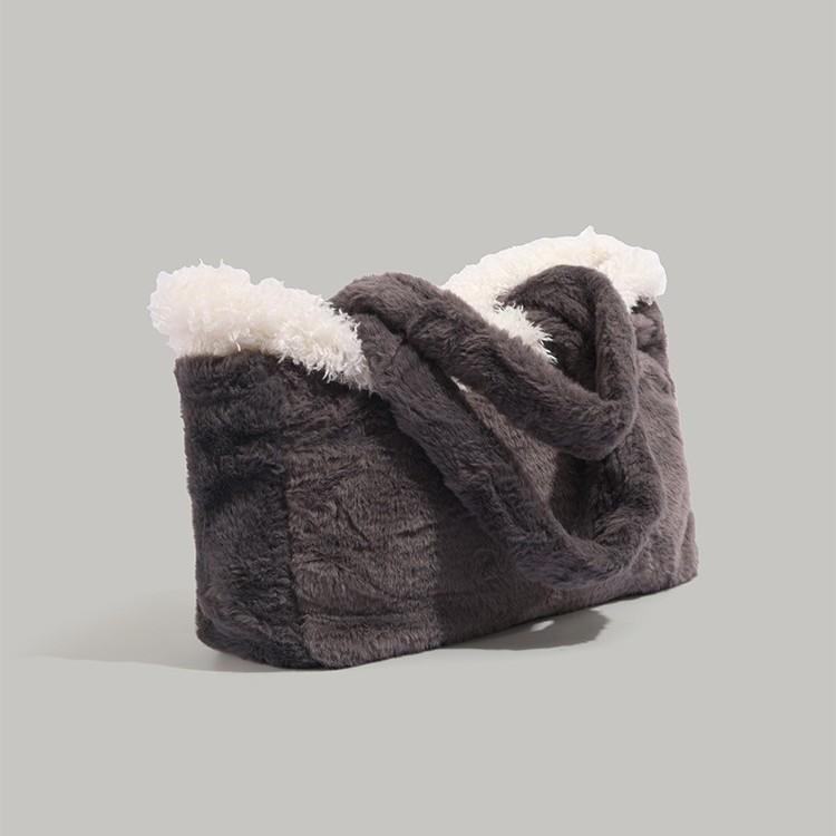 2024 New Women's Bag Fluffy Tote Bag Large Capacity Mommy Bag Fashion Handbag Commuter Shoulder Bag Trendy