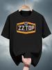 200g 100% Cotton Graphic Print T-shirt - ZZ Top Skull Logo Black with Orange Design