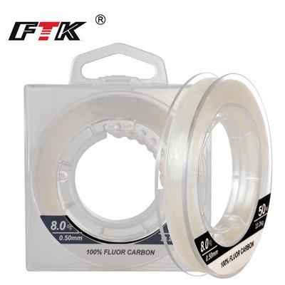 FTK Linea di produzione di carbonio al 100% 50M/100M Linea leader Linea di pesca in fluorocarburo 0,8 # -10,0 #