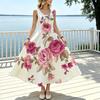 Women's Minimalist Sleeveless Loose Maxi Dress Elegant Floral,Comfortable,Versatile Summer Casual Vacation Outfit