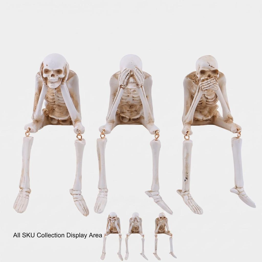 Halloween Resin Figurine -, Hear No, Speak No Skeleton Decoration for Party Home Decor