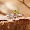Natural Gemstone Peridot Colored Treasure Ring Women'S S925 Whole Body Sterling Silver Simple Leaf Index Finger Ring