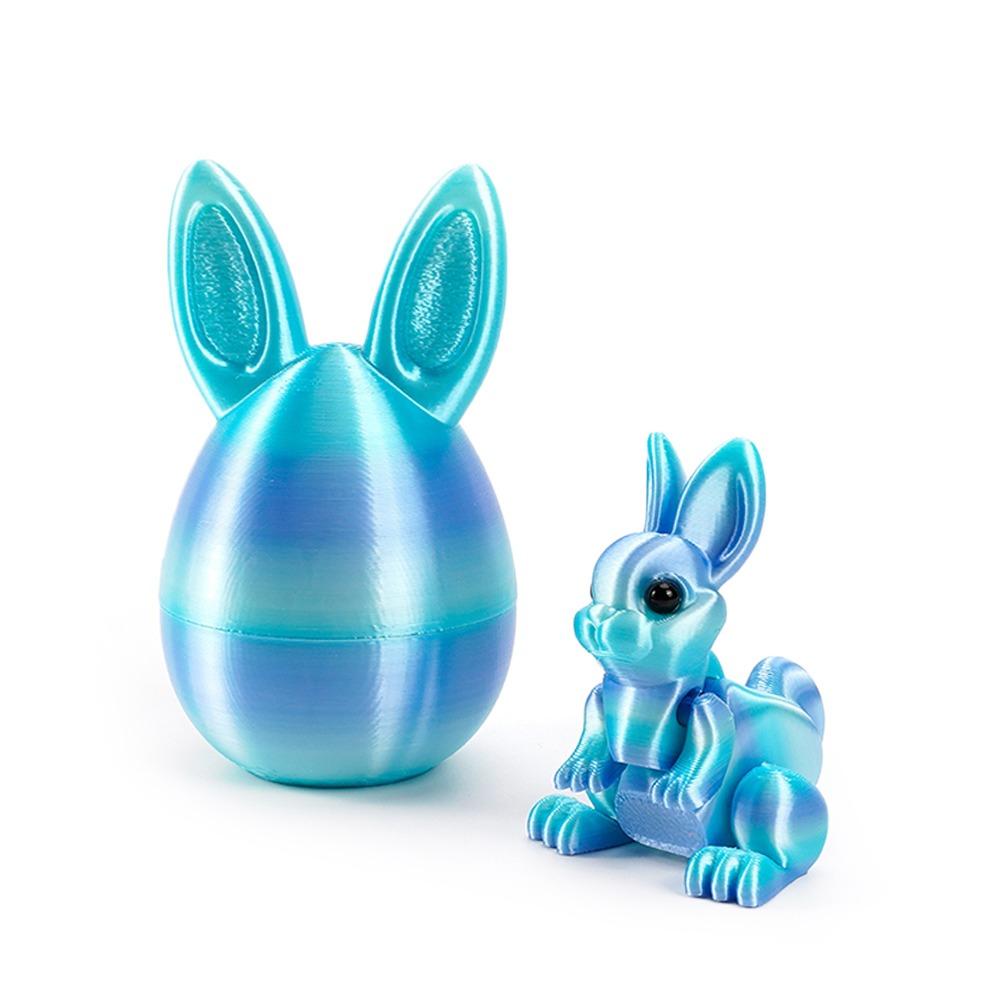 Fashion Easter 3D Printed Rabbit Eggs Rainbow Cute Animal Model Ornament Funny Easter Rabbit Ornament