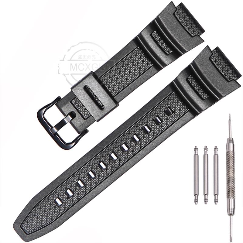 Uhrenarmband für Casio AQ-S810W AE1200WH SGW300 400 500 W-800H Herren Wasserdicht Natürliches Harz Ersatz Dornschließe Armband