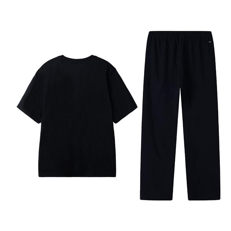Li-Ning Loose Short Sleeve Cultural Shirt T-Shirt Comfortable Versatile Breathable Straight Leg Pants Casual Sports Suit Men suit W773-1+W827-1