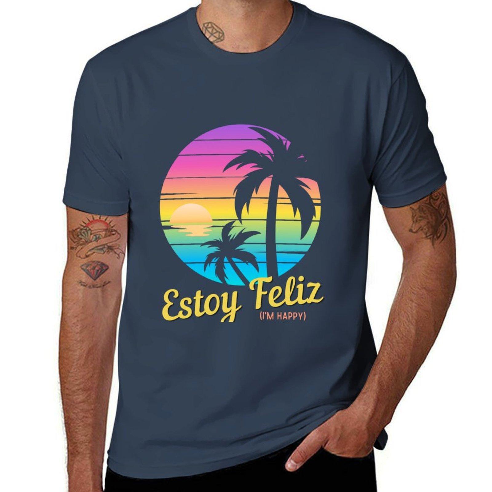 Estoy Feliz Im Happy Spanish Sayings Beautiful Sunset View Tshirt Utility Casual Work Tshirt S