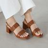 Jisyu Leather Datin Square Toe Slingback Sandals