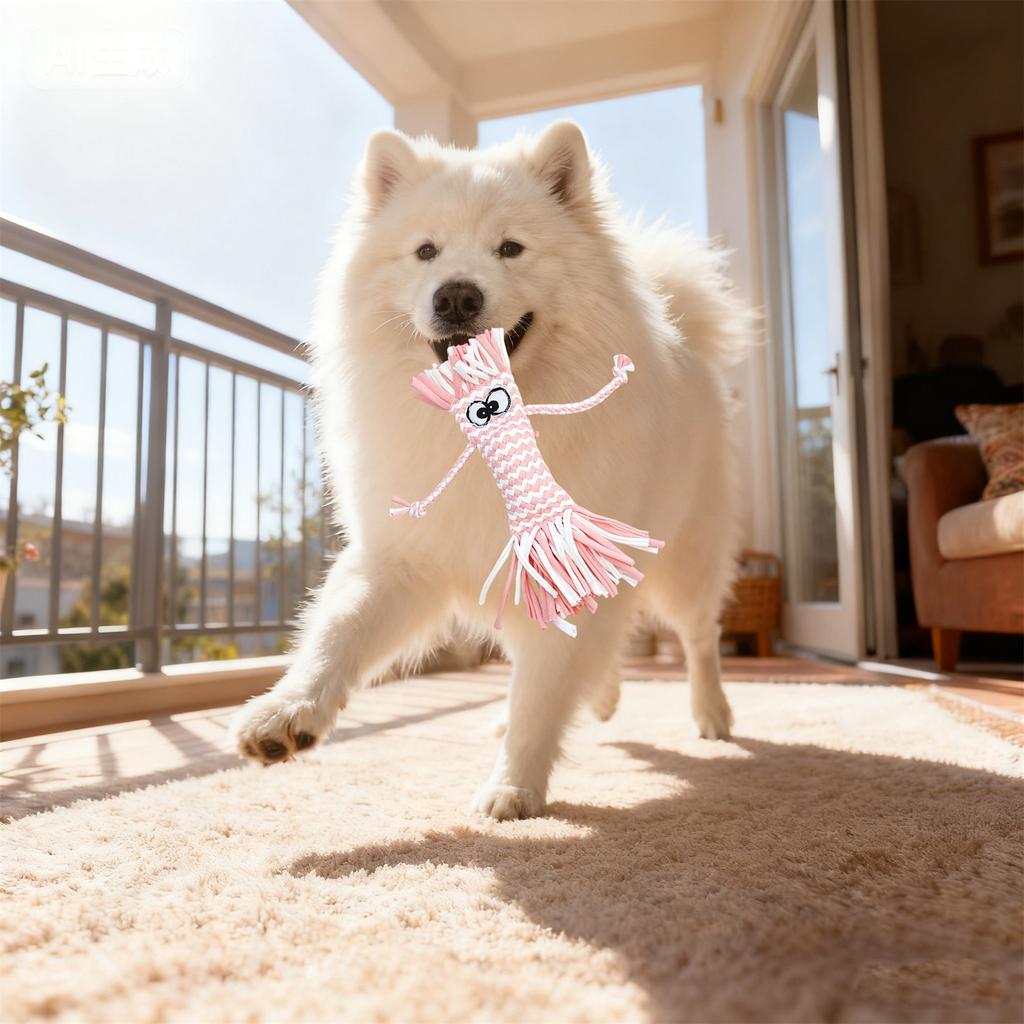 Dog Toy Cotton Rope Doll Knot Toy, Squeaky, -resistant, Teething Toy For Teddy And Small To Medium-sized Dogs, Pet Supplies