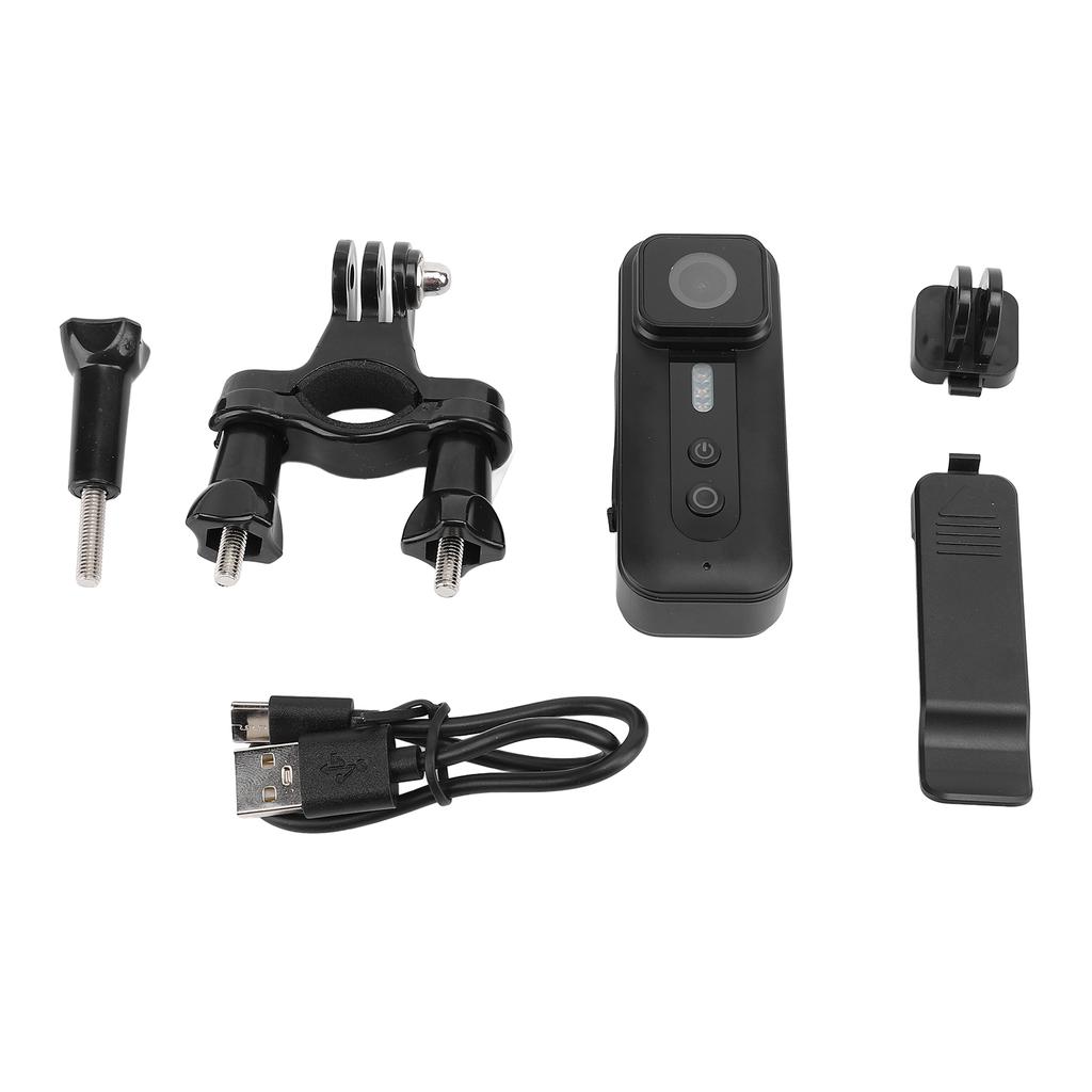 Camera with Handlebar Holder Backclip Fill Light 120 degrees  Wide Angle 1080P Water Resistant Anti Shake