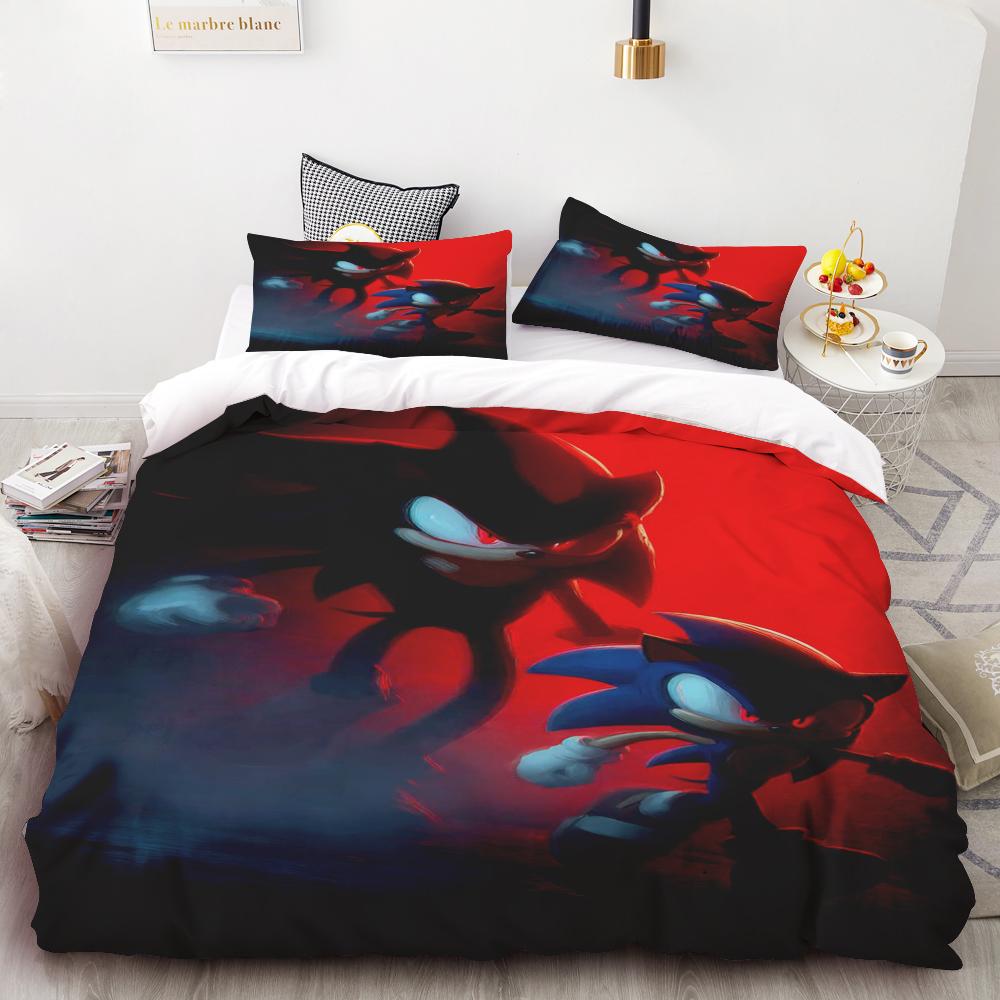 Kids Sonic Duvet Cover Hedgehog Cartoon Bedding Set Quilt Cover Set Twin Full Queen Comforter Cover Bedroom Gifts