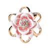 Women Brooch High-Gloss Rhinestone Inlay Sparkling Enamel Rose Flower Design Lapel Pin Non-Slip Buckle Scarf Badge Clothing Bags