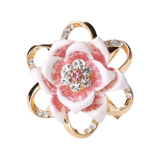 Women Brooch High-Gloss Rhinestone Inlay Sparkling Enamel Rose Flower Design Lapel Pin Non-Slip Buckle Scarf Badge Clothing Bags
