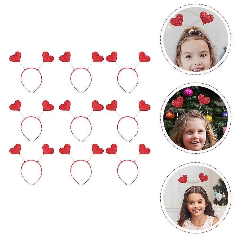 9Pcs Adorable Valentine's Day Head Hoops Girls Heart Shape Headbands Hair Hoops
