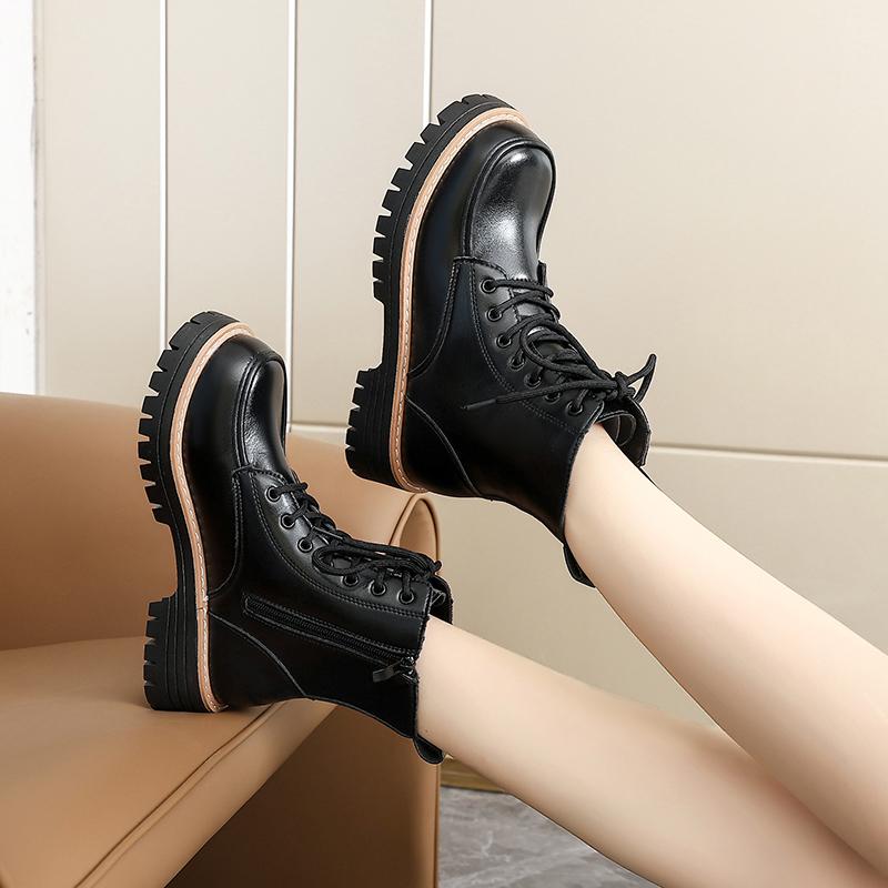 Women’s Winter Boots Casual Short Motorcycle Boots Street Style Black Warm Ankle Boots Plus Size