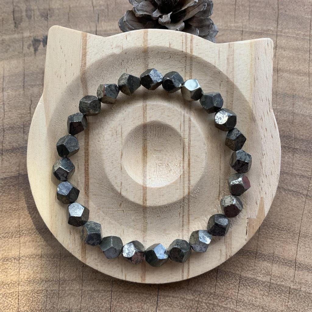 Faceted Pyrite Beaded Elastic Bracelet by TK