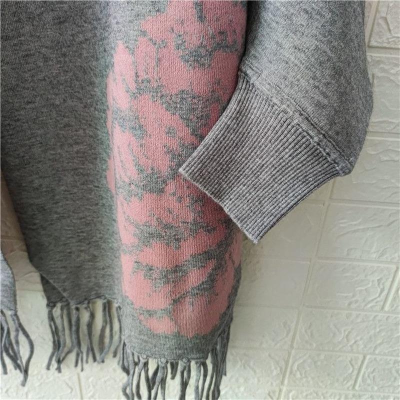 Poncho femeie 2022 toamnă și iarnă imitație de cașmir bujor eșarfă cu franjuri pe două fețe calde mâneci lungi șal pelerina top feminin