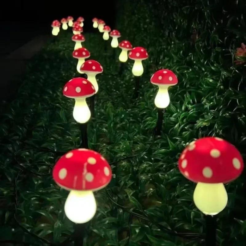 8/12/20LED Solar Landscape Ground Lights Cute RED Mushroom Lawn Lamp Wedding Holiday Courtyard Christmas Outdoor Garden Decoration