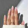 24-Piece French Silver Line Long Almond Press-on Nails