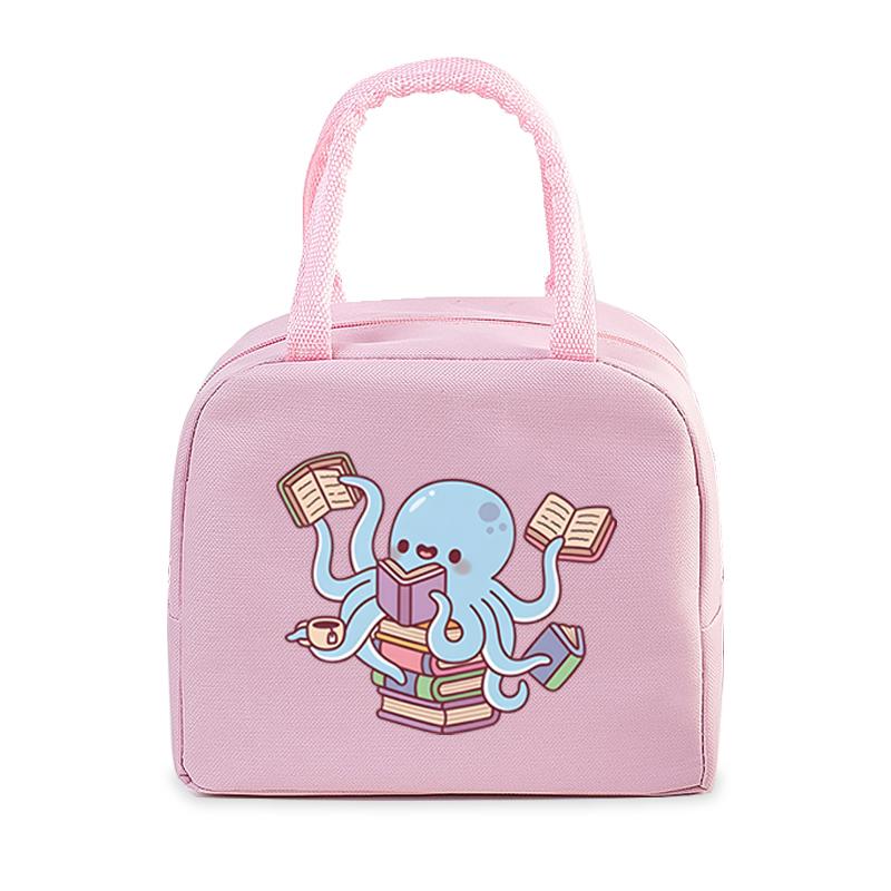 Fast Food Pig Printed Portable Lunch Bags Women Men Thermal Insulation Lunch Box Storage Bag Cartoon Children Bento Lunch Bag