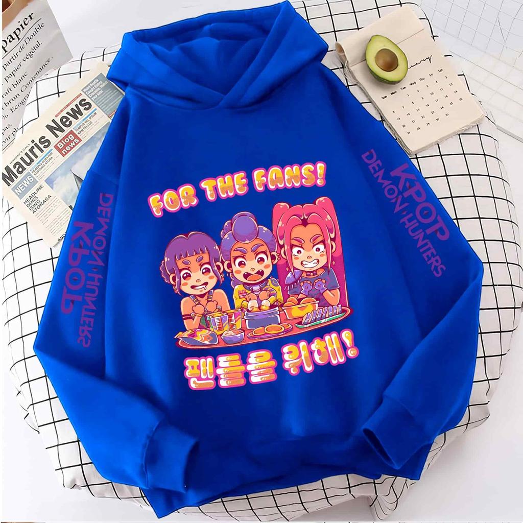 New KPop Demon Hunter Cartoon Girls Hoodies Children's Korean Wave Print Fashion Casual Tops Casual Girls Clothing Warm